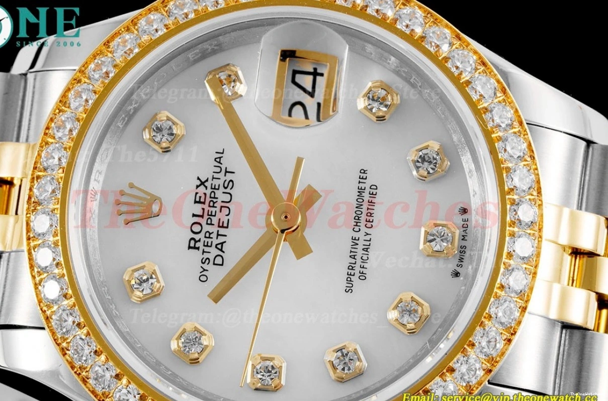 White SS TWS NH05 Dia Datejust 28mm Ladies Dial YG 0415